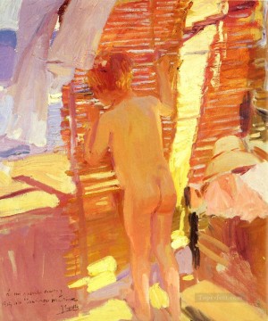  impressionistic Canvas - La Nina Curiosa painter Joaquin Sorolla Impressionistic nude